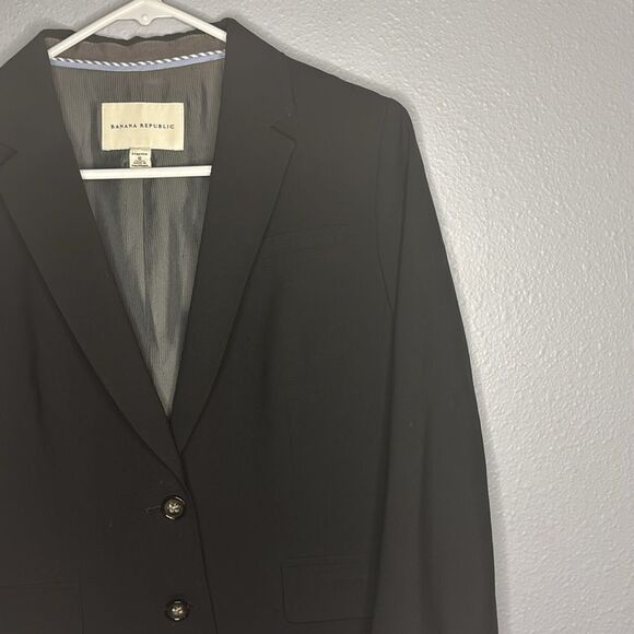 Banana Republic Black Stretch Wool Blend Blazer Size 10 - Picture 4 of 12